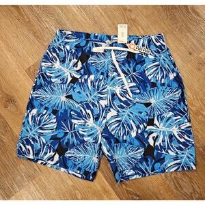 PatPat Men's Blue Tropical Print Swim Trunks=Large (36)